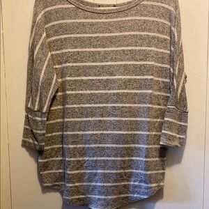 Gray and White Striped Top